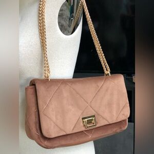 Alex Max Convertible Toffee Shoulder Bag/Crossbody with Gold Tone Hardware